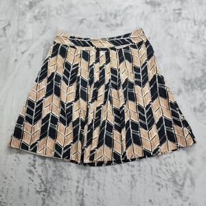 Merona Skirt Womens 12 Black Tan Geometric Chevron Print Cotton A-Line Circle